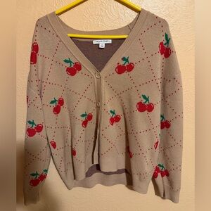 Tan Cherry Pattern Sweater